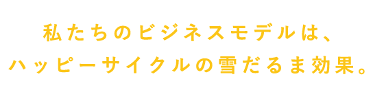 私たちのビジネスモデルは、ハッピーサイクルの雪だるま効果